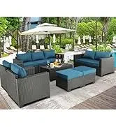 Q6 pieces set outdoor sectional wicker furniture patio couch