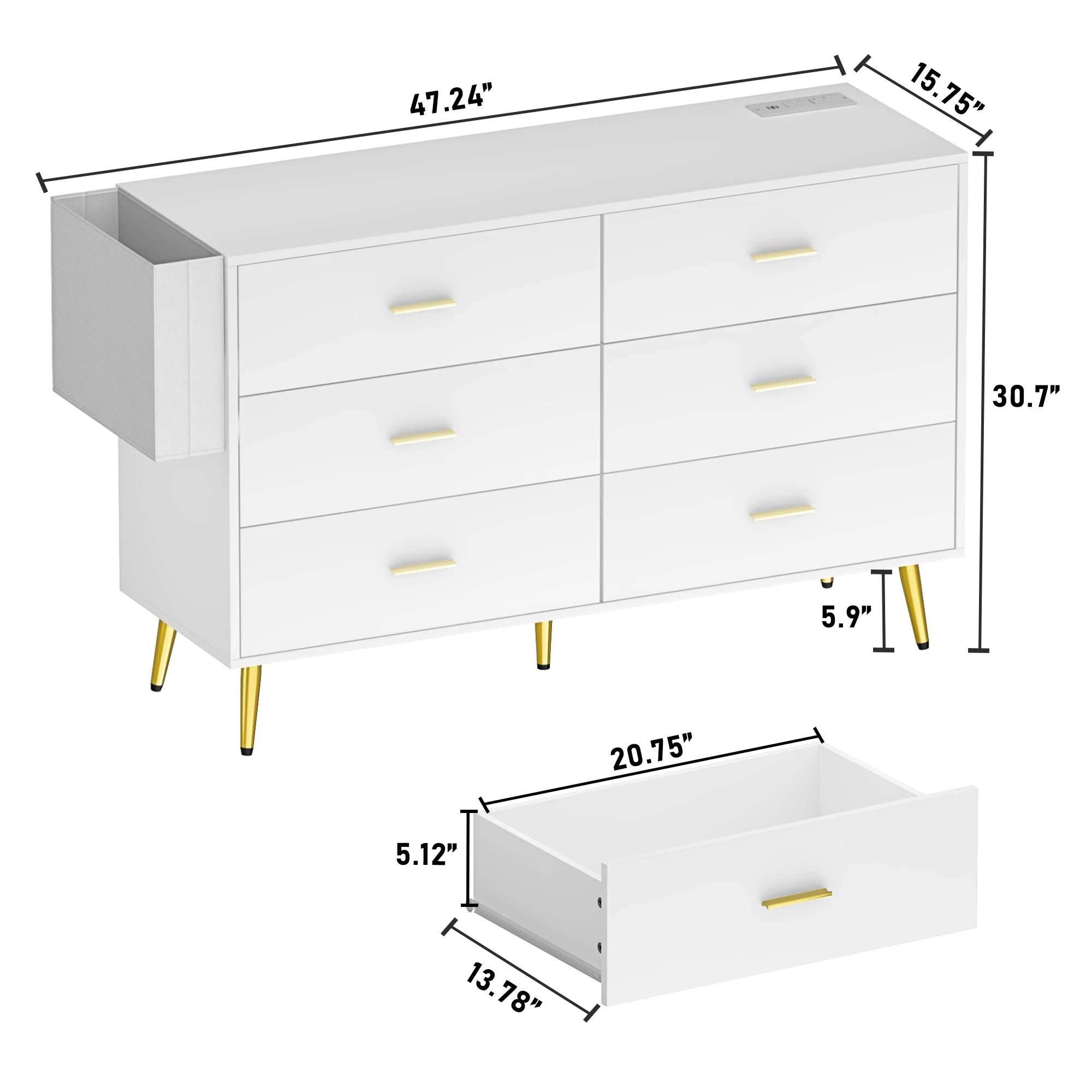 Modern Chest of Drawers with Power Outlets