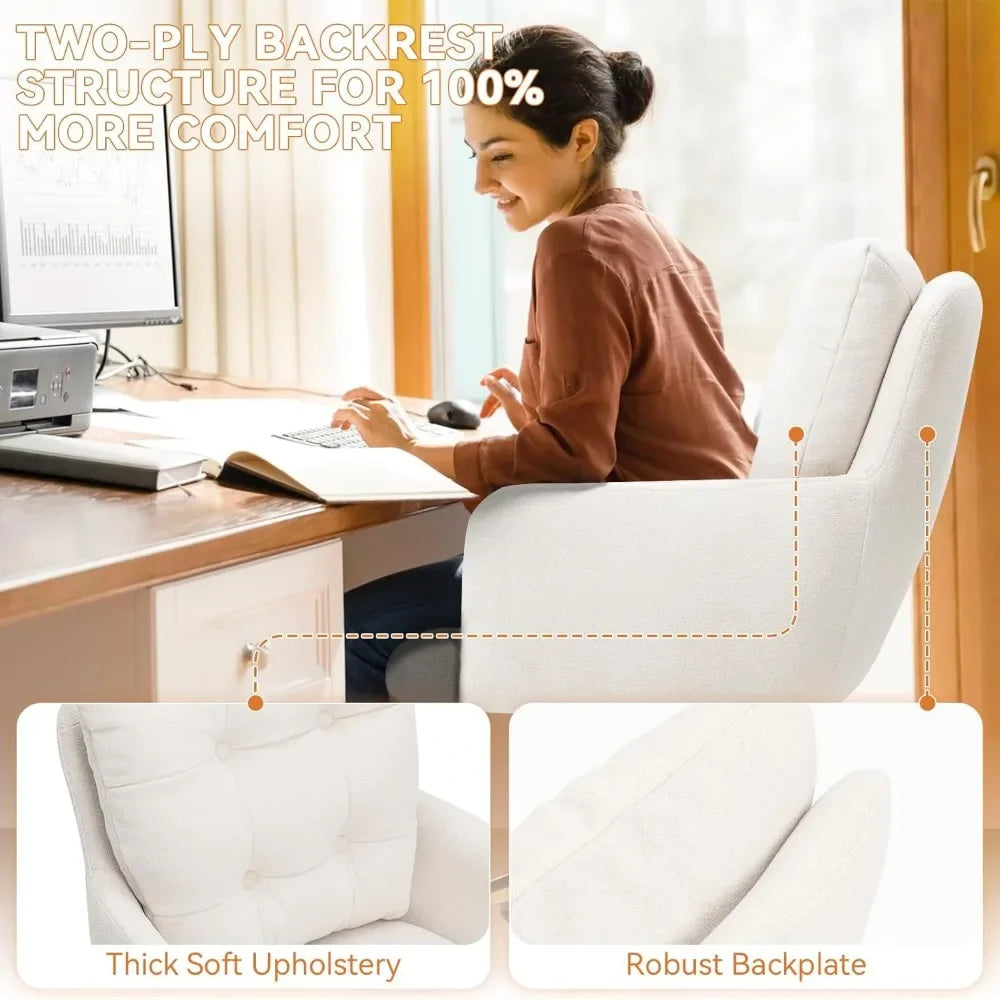 Velvet comfortable office desk and chair with lumbar support