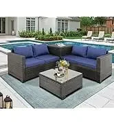 Q6 pieces set outdoor sectional wicker furniture patio couch