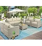 Q6 pieces set outdoor sectional wicker furniture patio couch