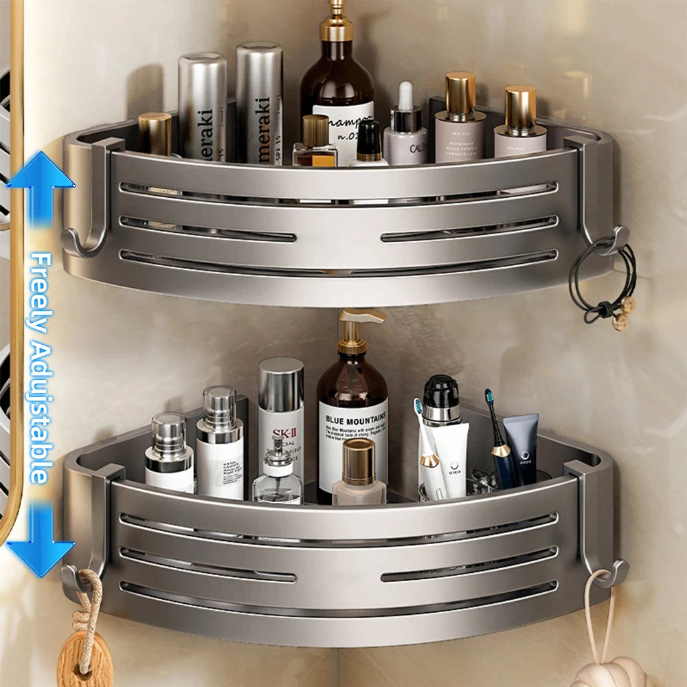 Bathroom Corner Shelf with Plastic Hook Towel Bar