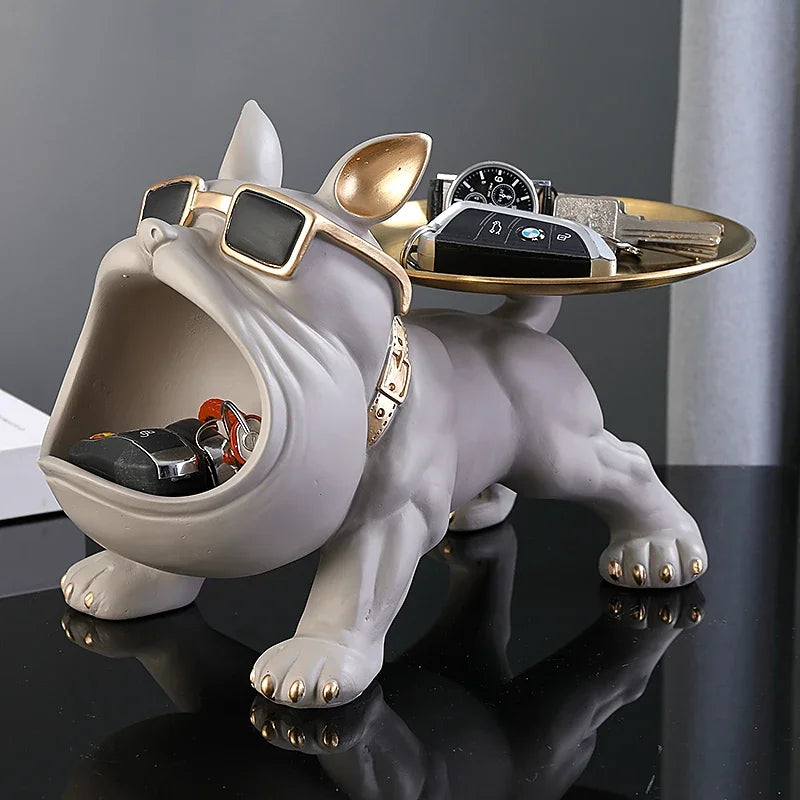 Bulldog Figurine Dog Statue Storage Box Ornament