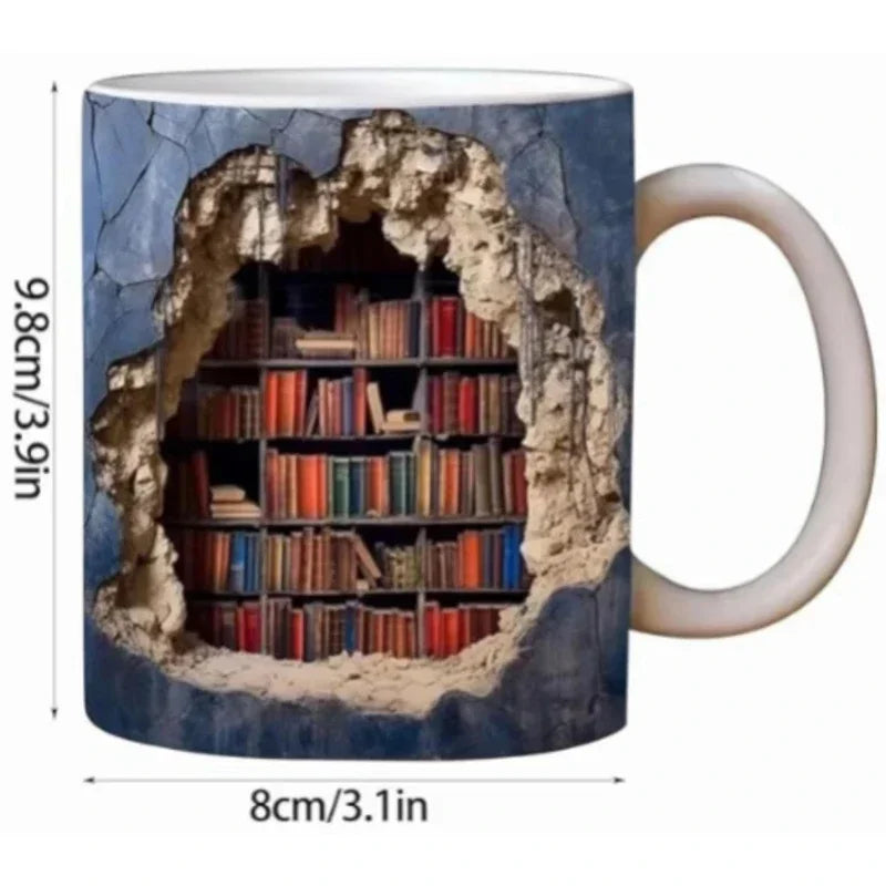 Ceramic 3D  Library Book Mug Shelf