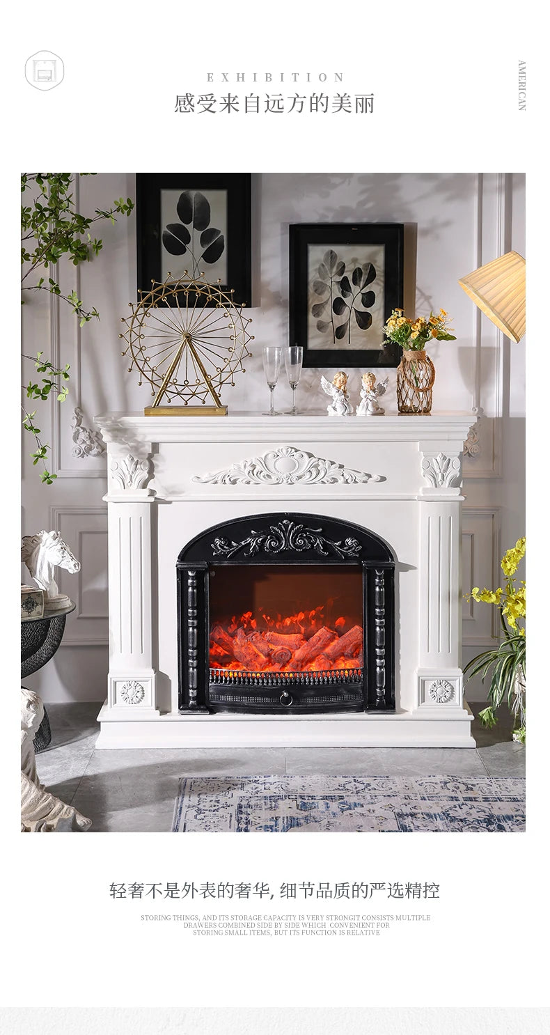 MJY French white fireplace decorative Cabinet