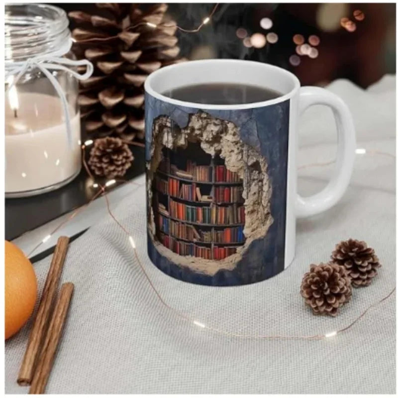 Ceramic 3D  Library Book Mug Shelf