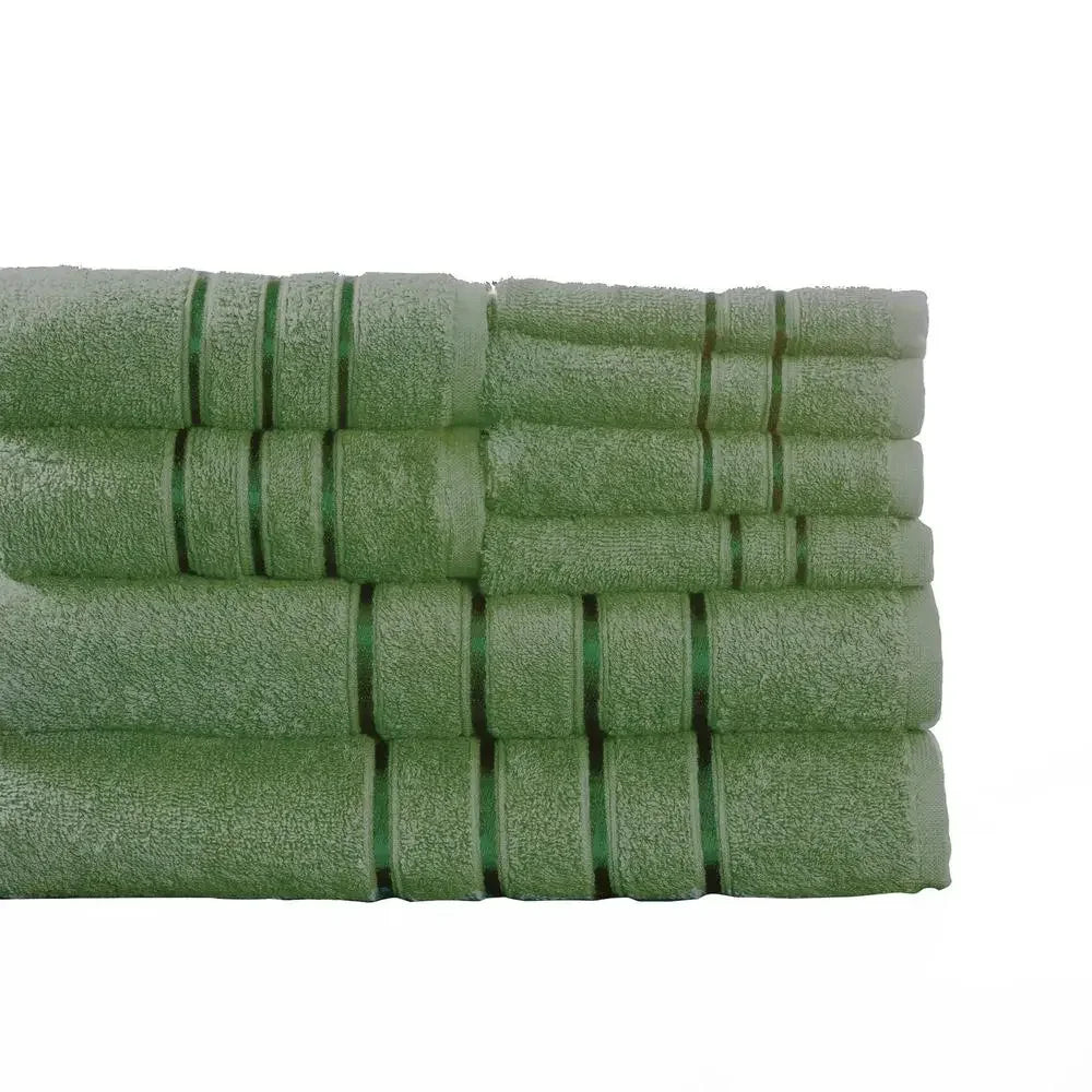 8-Piece Plush Cotton Towel Set - Solid Green