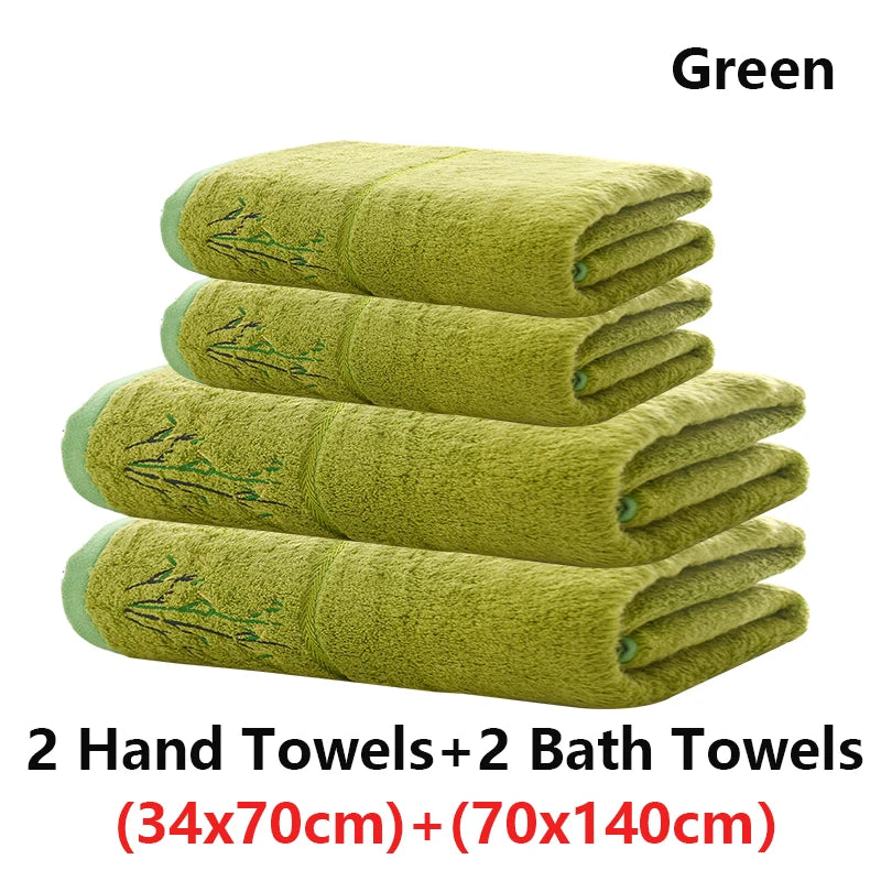 Embroidered Bamboo Fiber Towel Set