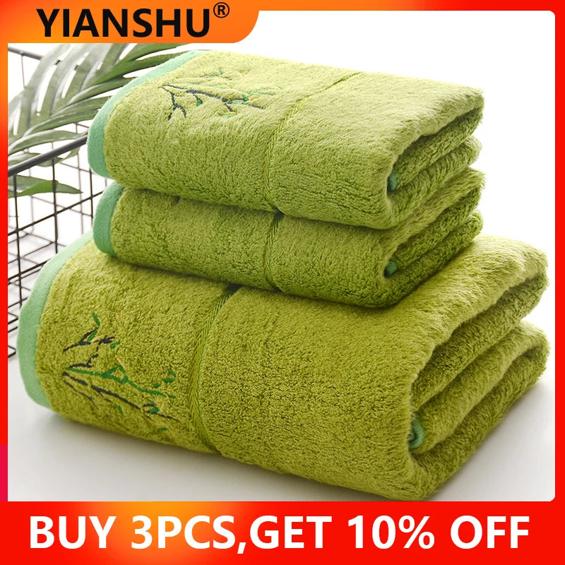 Embroidered Bamboo Fiber Towel Set