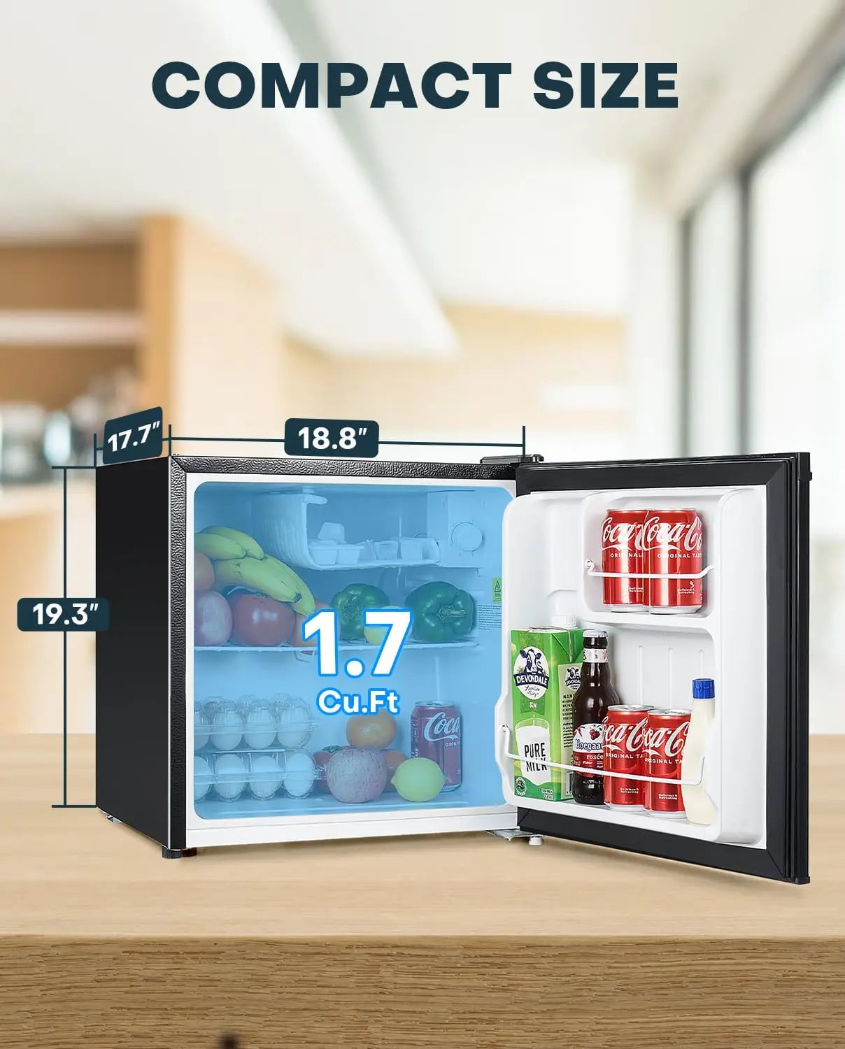 Adjustable Thermostat Mini Fridge with Freezer