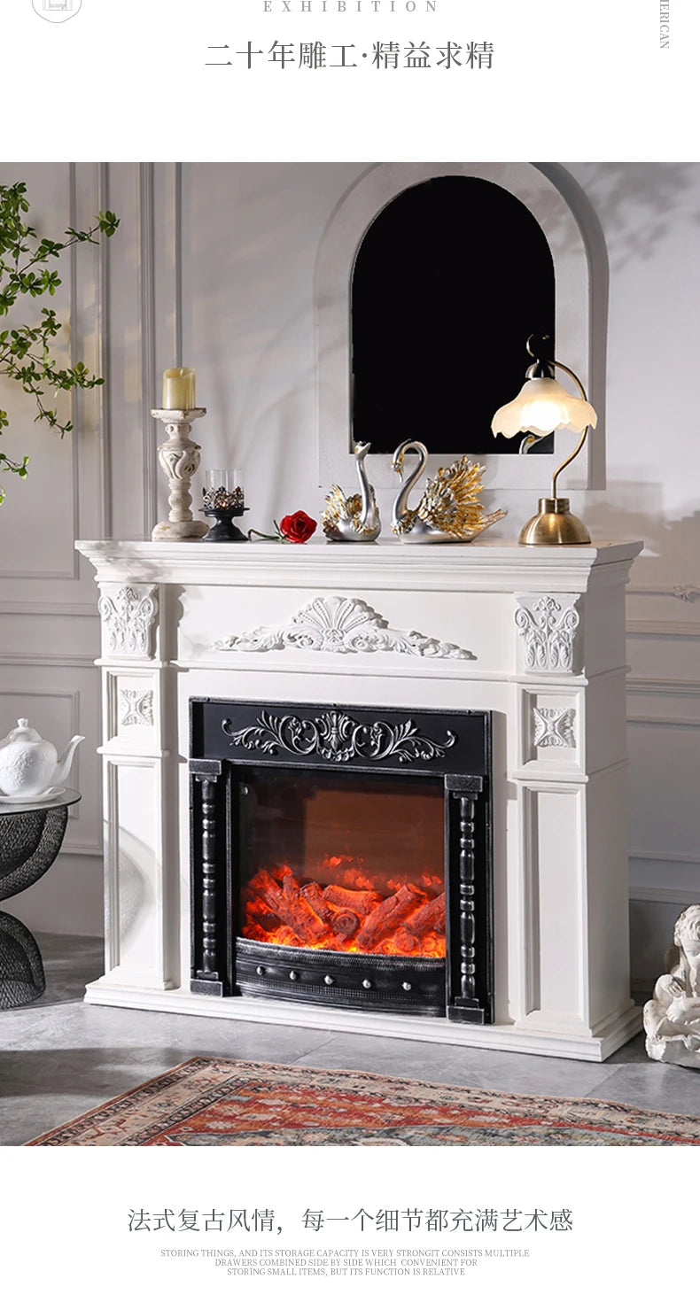 MJY French white fireplace decorative Cabinet