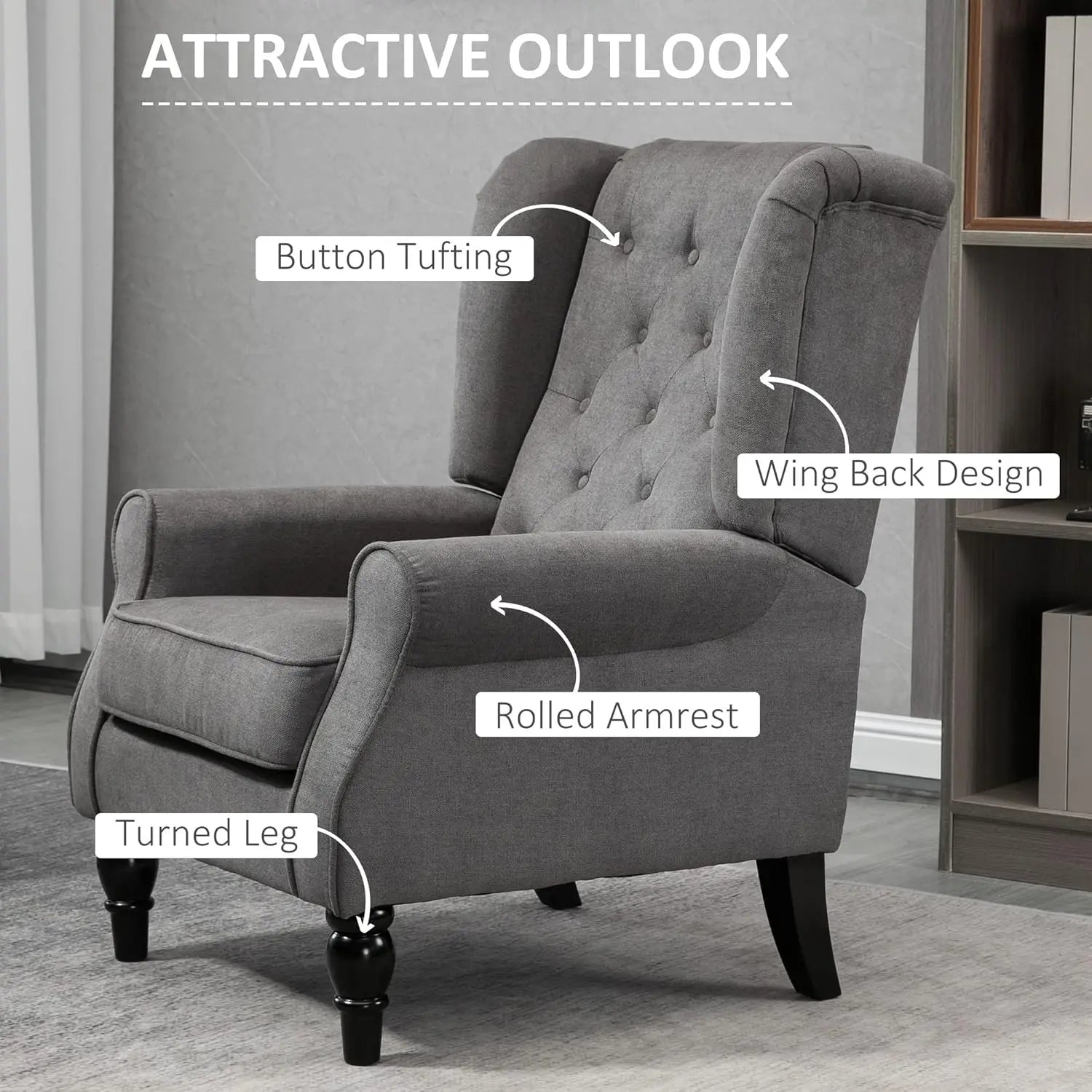 HOMCOM Button-Tufted Accent Chair with High Wingback