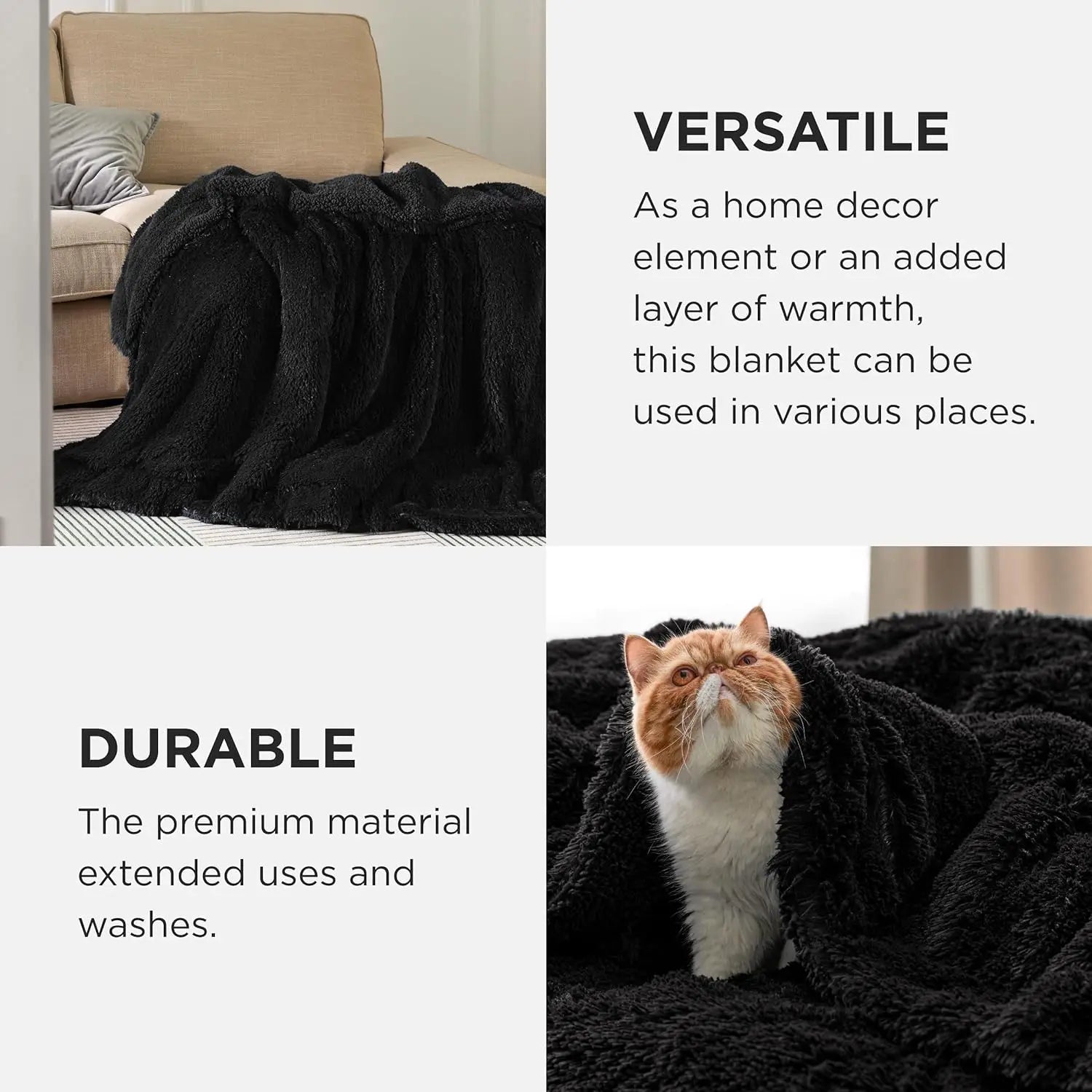 Bedsure Soft Fuzzy Faux Fur Throw Blanket, 640 GSM