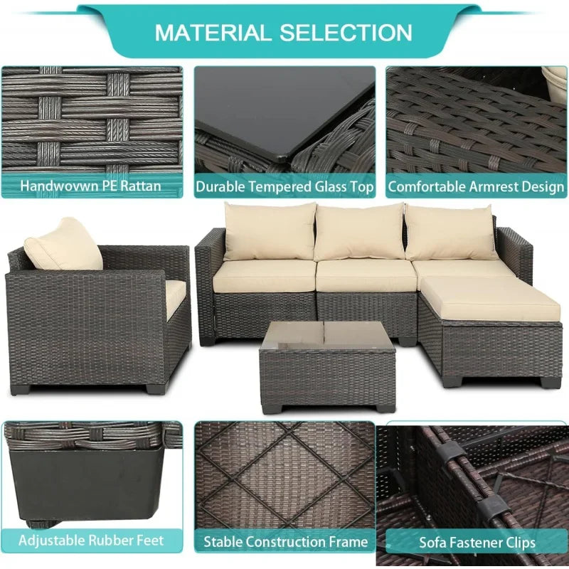 Q6 pieces set outdoor sectional wicker furniture patio couch